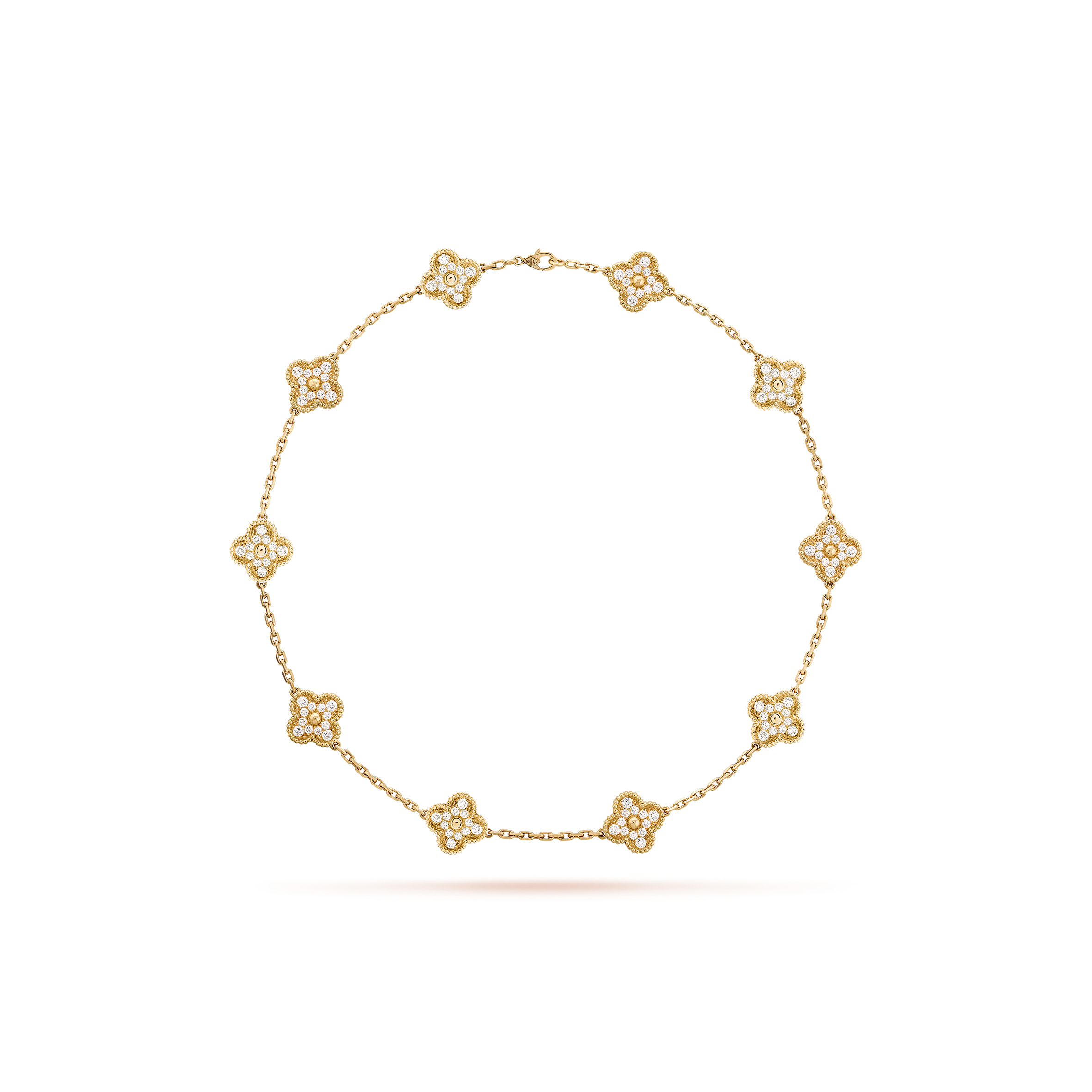 v*n cl*f arpels vintage alhambra necklace, 10 motifs - yellow gold, Di*m*nd  vcara42300